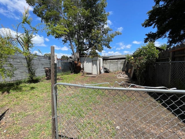 view of yard with a storage unit