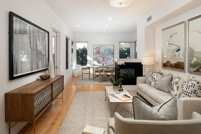 living room featuring light hardwood / wood-style floors