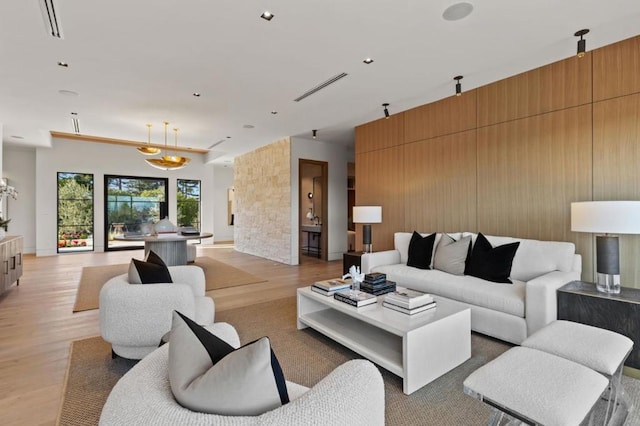 living room featuring light hardwood / wood-style floors