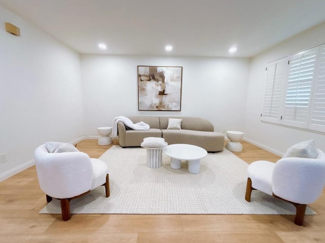 living room with light hardwood / wood-style floors