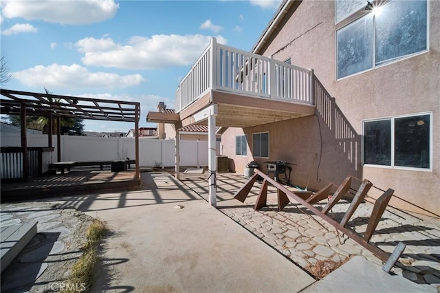 view of patio / terrace with a pergola and central air condition unit