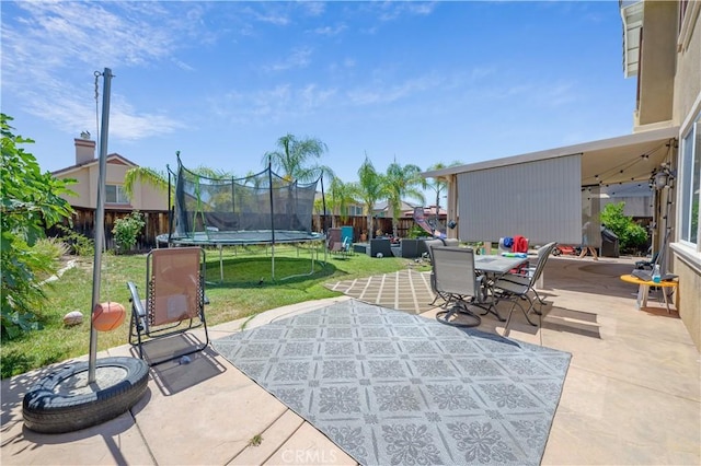 view of patio featuring a trampoline