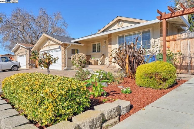 single story home with a garage