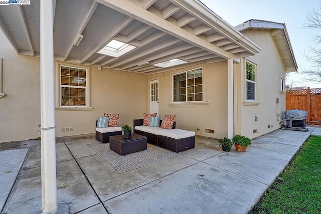 view of patio / terrace featuring an outdoor hangout area and central air condition unit