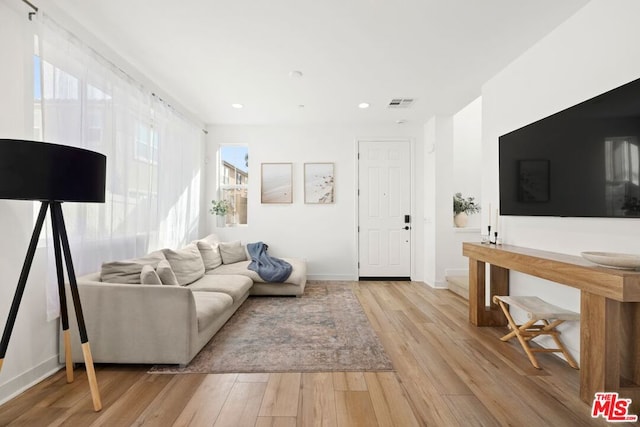 living room featuring light wood-type flooring