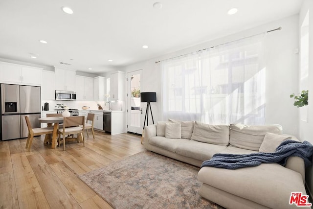 living room featuring light hardwood / wood-style floors