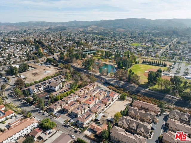 drone / aerial view with a mountain view