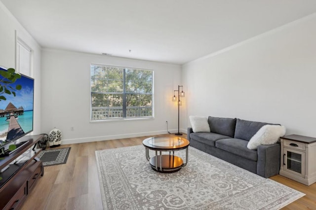 living room with light hardwood / wood-style floors