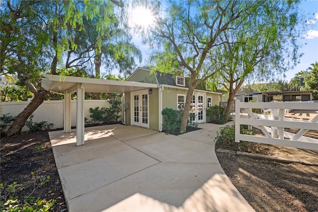 view of front of property featuring french doors