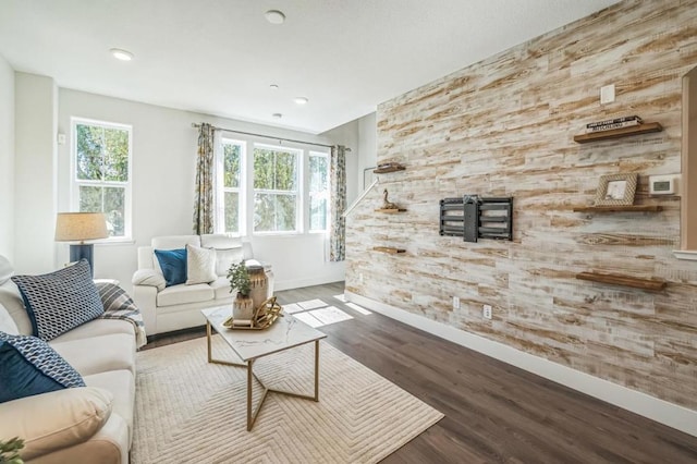 living room with hardwood / wood-style flooring and plenty of natural light