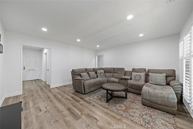 living room featuring light hardwood / wood-style flooring