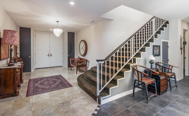 7487 Via De Fortuna, Carlsbad, CA 92009 - entrance foyer with stairs, baseboards, and recessed lighting