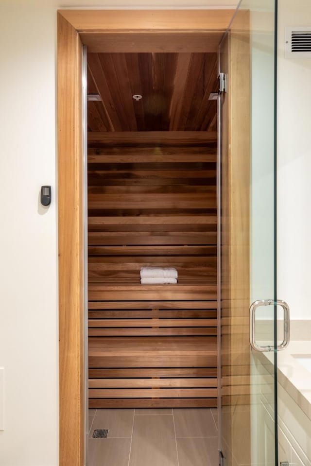 view of sauna / steam room featuring tile patterned flooring