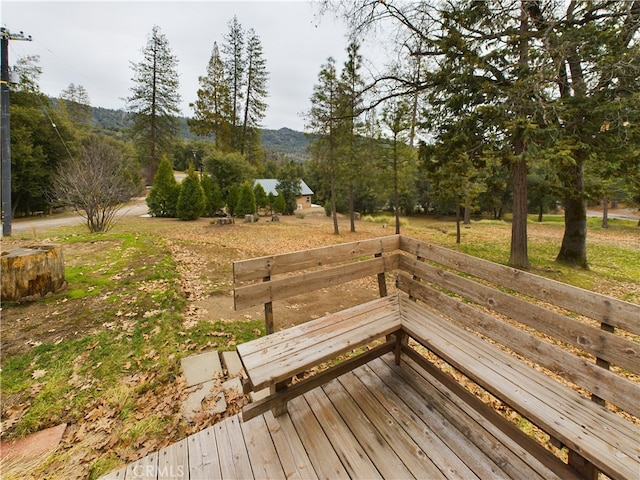 deck with a mountain view