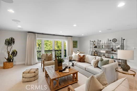 living room with french doors