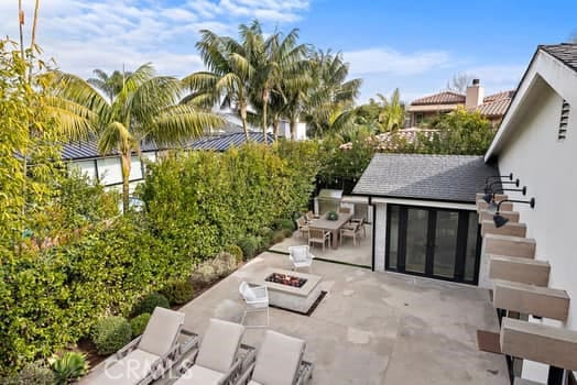 view of patio / terrace featuring an outdoor fire pit