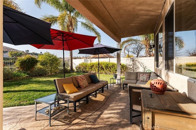 view of patio with outdoor lounge area