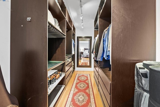 spacious closet featuring light hardwood / wood-style flooring