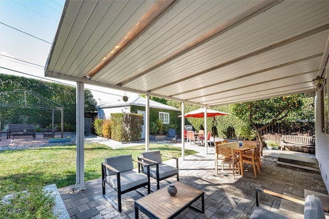 view of patio / terrace featuring a gazebo