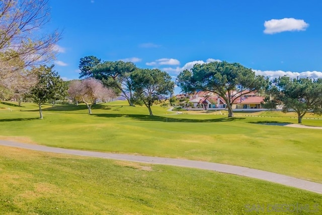 view of property's community featuring a lawn