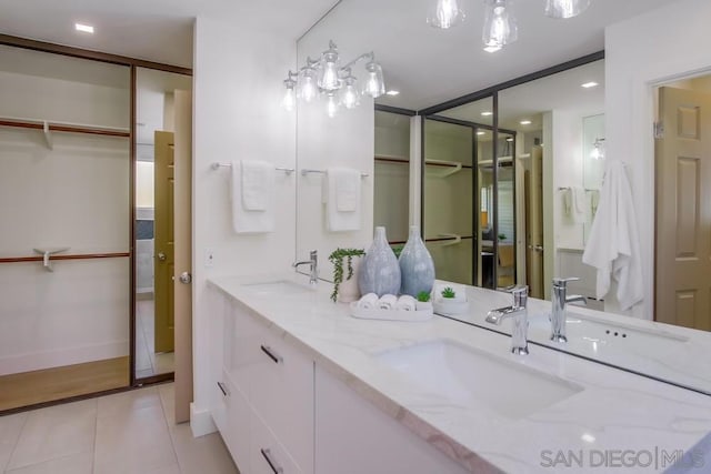 bathroom featuring vanity and tile patterned floors