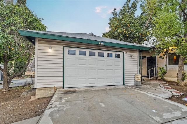 view of garage