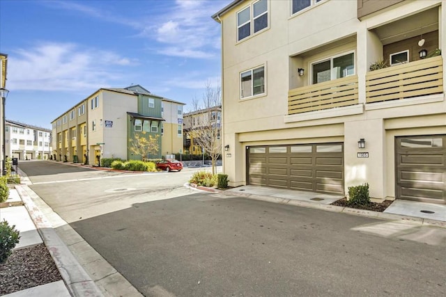 exterior space with a garage