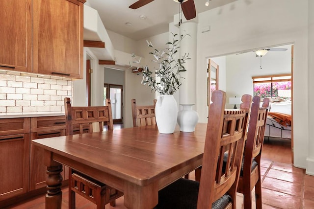 dining area with ceiling fan