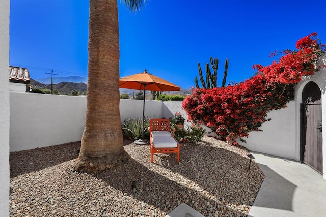 view of yard featuring a mountain view