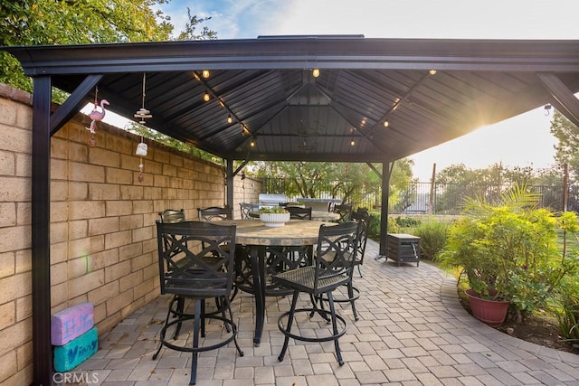 view of patio featuring a gazebo