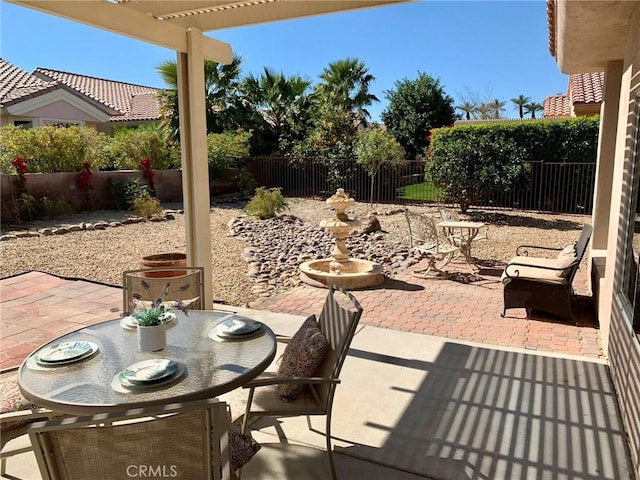 view of patio / terrace featuring a pergola