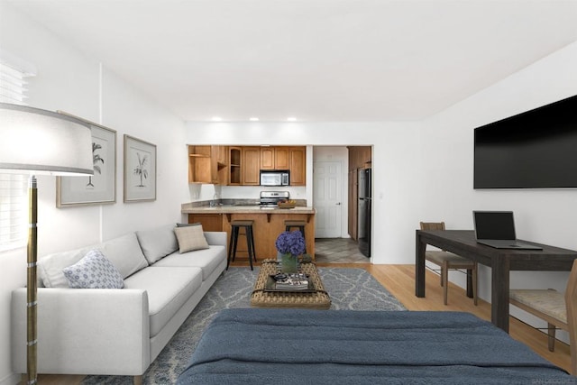 living room with light wood-type flooring