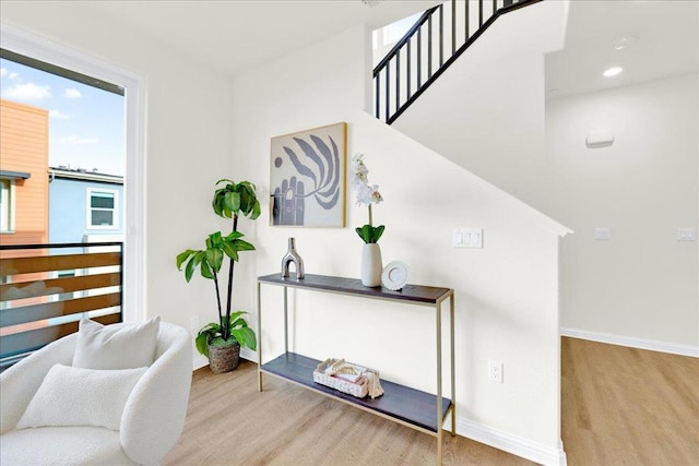 living area featuring light wood-type flooring