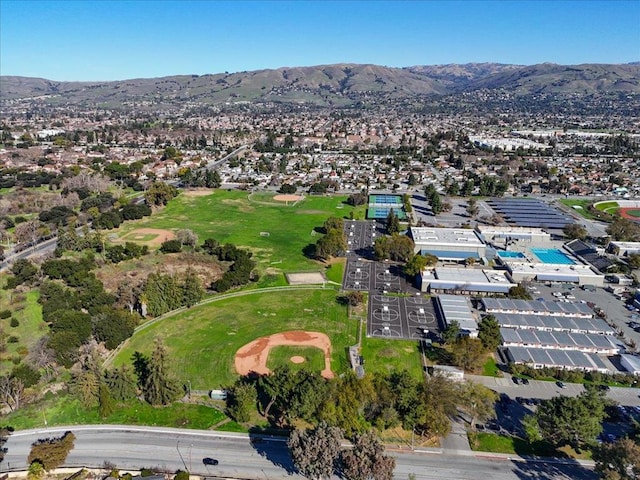 aerial view with a mountain view