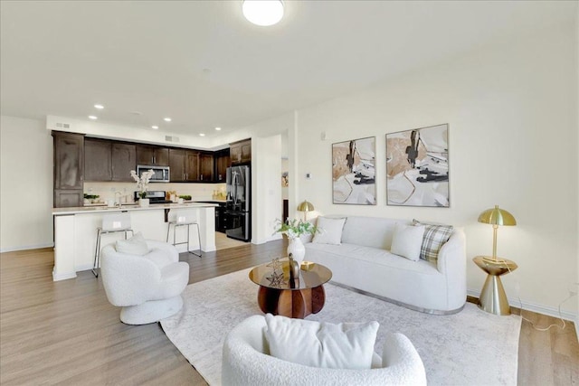 living room featuring light hardwood / wood-style flooring