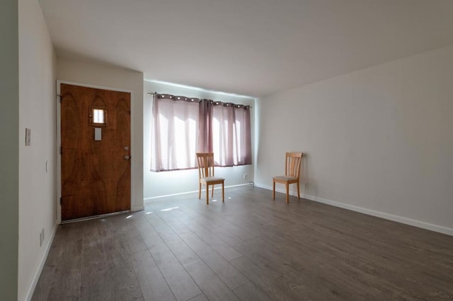 foyer entrance with dark hardwood / wood-style flooring