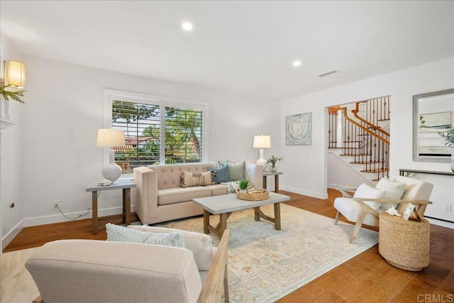 living room with wood-type flooring