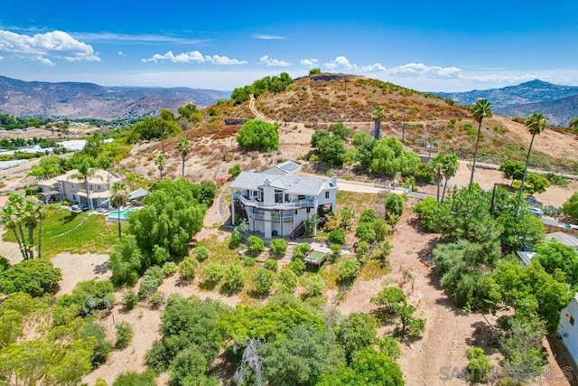 aerial view with a mountain view