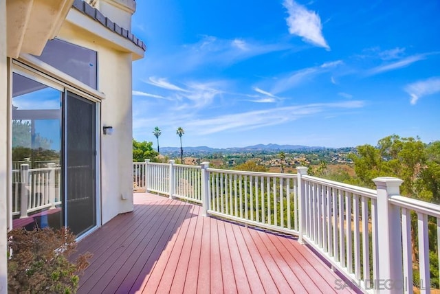 deck with a mountain view