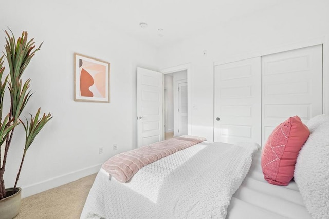 bedroom featuring carpet floors and a closet