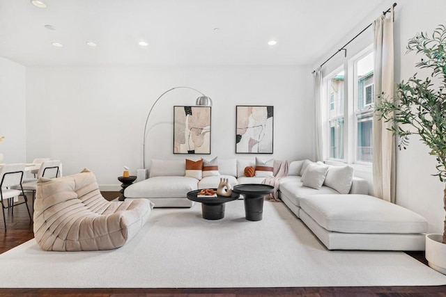 living room with hardwood / wood-style flooring