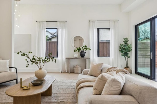 living room featuring plenty of natural light