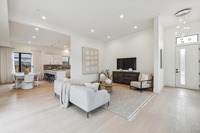 living room featuring light hardwood / wood-style floors