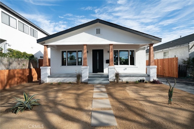 view of front of home featuring covered porch