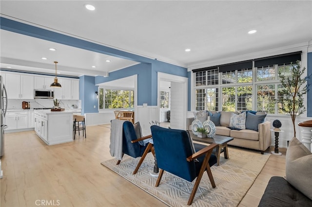 living room featuring light wood-type flooring