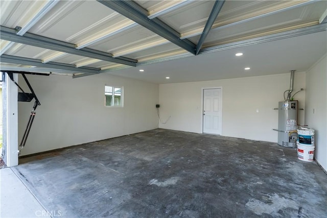 garage featuring strapped water heater