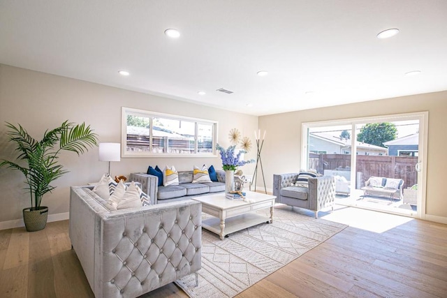 living room featuring light hardwood / wood-style flooring