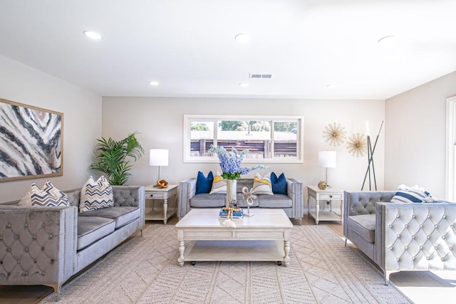 living room featuring light hardwood / wood-style floors