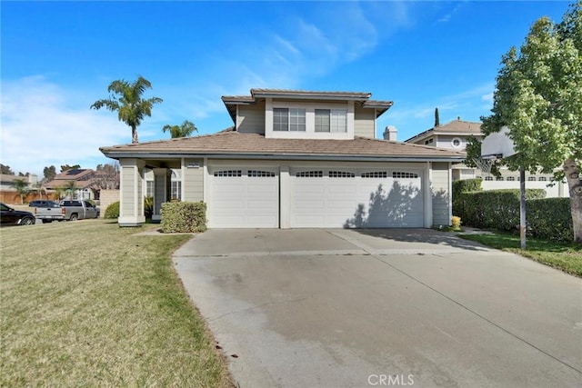 front of property with a garage and a front yard