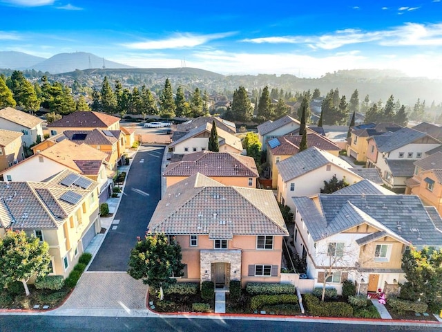 aerial view with a mountain view